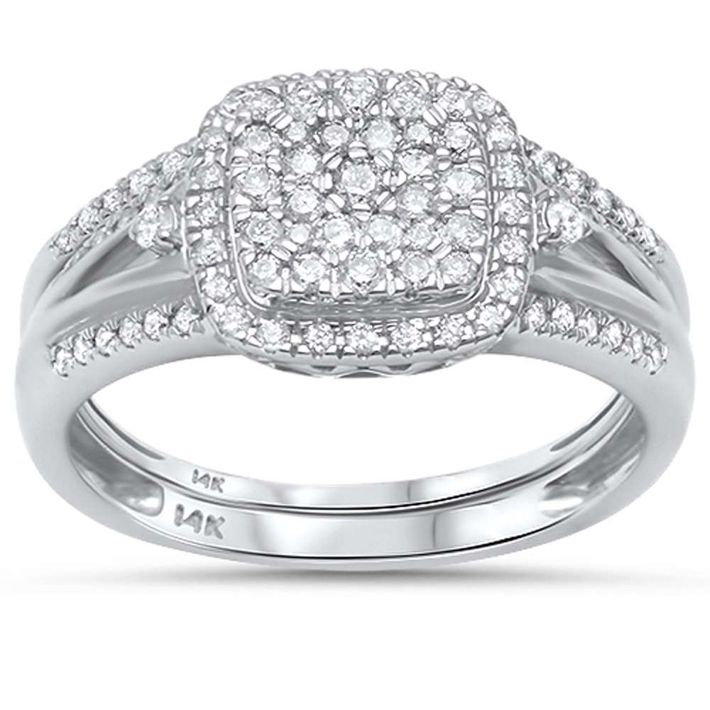 DIAMOND CLOSEOUT!  .50ct G SI 14kt White Gold Square Engagement Solitaire Diamond Bridal Set