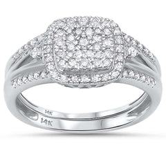 DIAMOND CLOSEOUT!  .50ct G SI 14kt White Gold Square Engagement Solitaire Diamond Bridal Set
