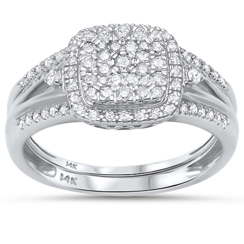 DIAMOND CLOSEOUT!  .50ct G SI 14kt White Gold Square Engagement Solitaire Diamond Bridal Set