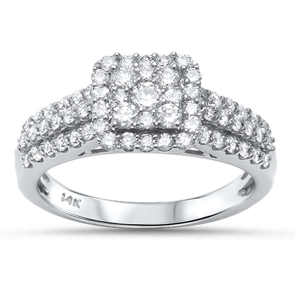 DIAMOND  CLOSEOUT!  .88ct 14kt White Gold Square Diamond Engagement Promise Ring Size 6.5