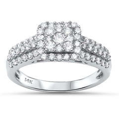 DIAMOND  CLOSEOUT!  .88ct 14kt White Gold Square Diamond Engagement Promise Ring Size 6.5