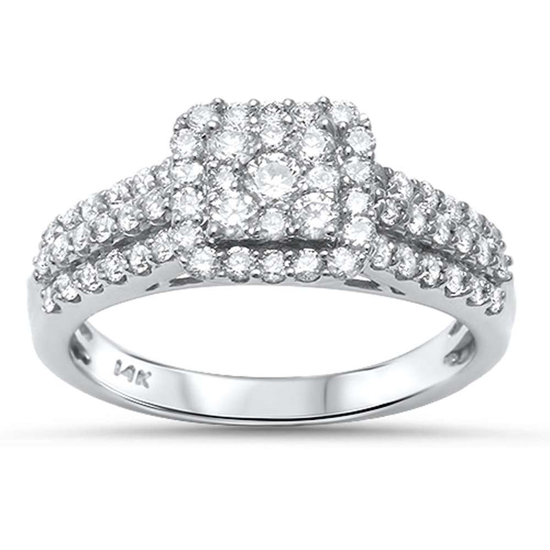 DIAMOND  CLOSEOUT!  .88ct 14kt White Gold Square Diamond Engagement Promise Ring Size 6.5