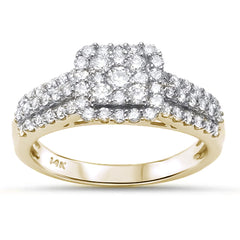 DIAMOND CLOSEOUT!  .93ct 14k Yellow Gold Diamond Square Engagement Wedding Ring Size 6.5