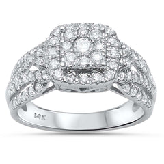 DIAMOND CLOSEOUT! .99ct G SI 14kt White Gold Square Engagement Solitaire Diamond Ring Size 6.5