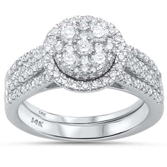DIAMOND CLOSEOUT! 1.02ct G SI 14kt White Gold Round Engagement Solitaire Diamond Bridal Set Sz 6.5