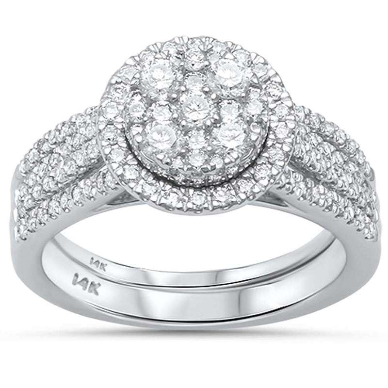 DIAMOND CLOSEOUT! 1.02ct G SI 14kt White Gold Round Engagement Solitaire Diamond Bridal Set Sz 6.5