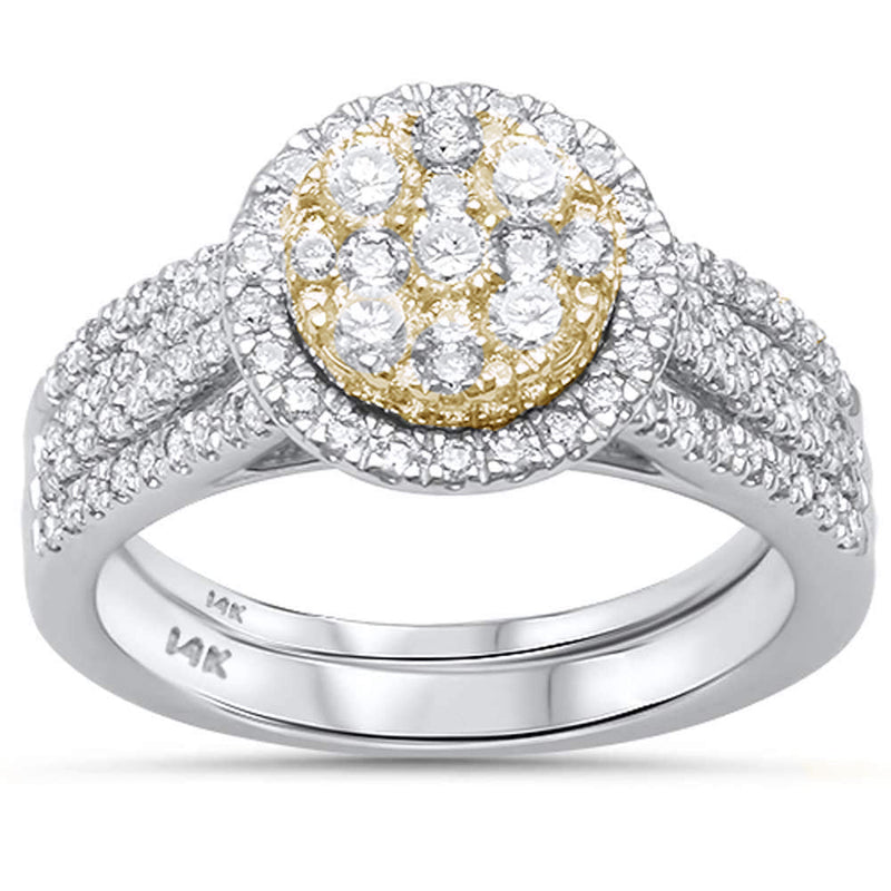 DIAMOND CLOSEOUT! 1.0ct 14k Two Tone Diamond Engagement Bridal Set Ring size 6.5