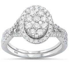 DIAMOND CLOSEOUT!  1.04ct G SI 14kt White Gold Oval Engagement Solitaire Diamond Ring Bridal Set