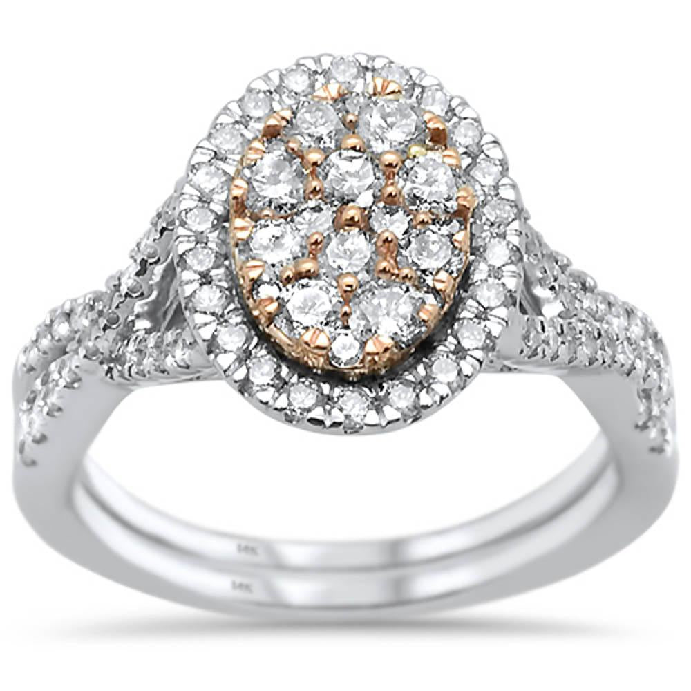 DIAMOND CLOSEOUT! .98ct 14k Two Tone Oval Diamond Engagement Rinze 6.5
