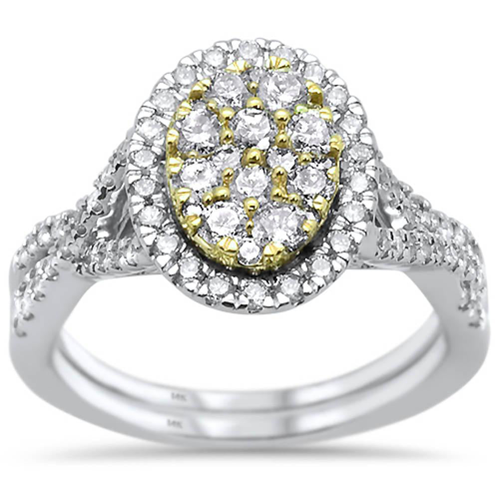DIAMOND CLOSEOUT!  1.03ct 14k Two Tone Gold Oval Diamond Engagement Wedding Ring Size 6.5