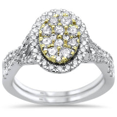DIAMOND CLOSEOUT!  1.03ct 14k Two Tone Gold Oval Diamond Engagement Wedding Ring Size 6.5