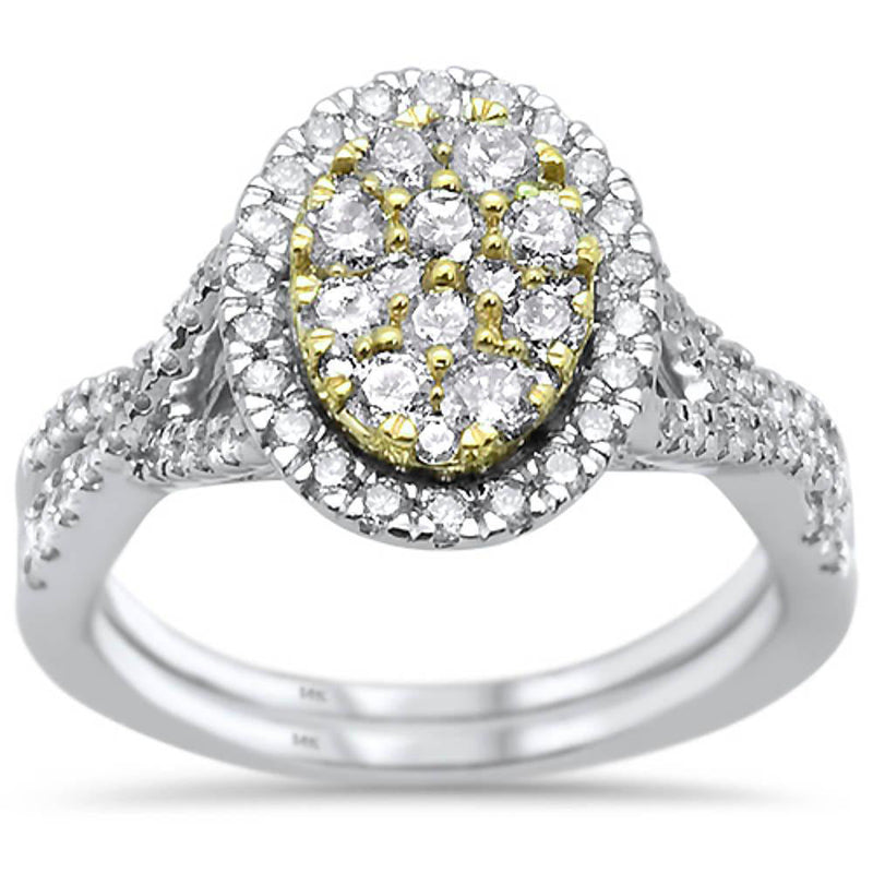 DIAMOND CLOSEOUT!  1.03ct 14k Two Tone Gold Oval Diamond Engagement Wedding Ring Size 6.5