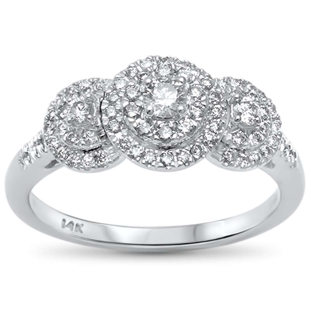 DIAMOND CLOSEOUT! .50ct G SI 14kt White Gold Round Three Stone Engagement Solitaire Ring Size 6.5