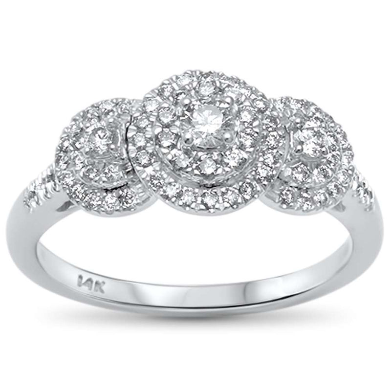 DIAMOND CLOSEOUT! .50ct G SI 14kt White Gold Round Three Stone Engagement Solitaire Ring Size 6.5
