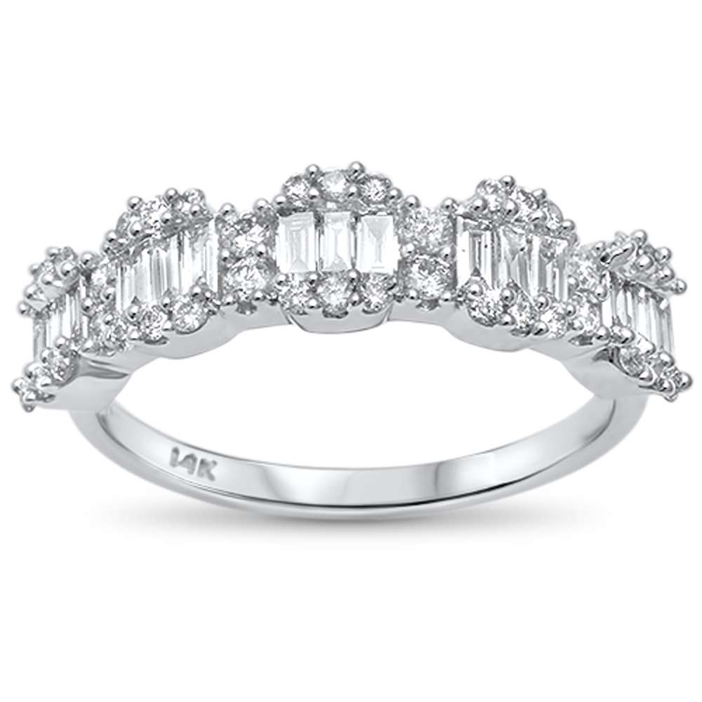 SPECIAL!.72ct G SI 14kt White Gold Baguette & Round Diamond Band Ring Size 6.5