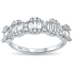 SPECIAL!.72ct G SI 14kt White Gold Baguette & Round Diamond Band Ring Size 6.5