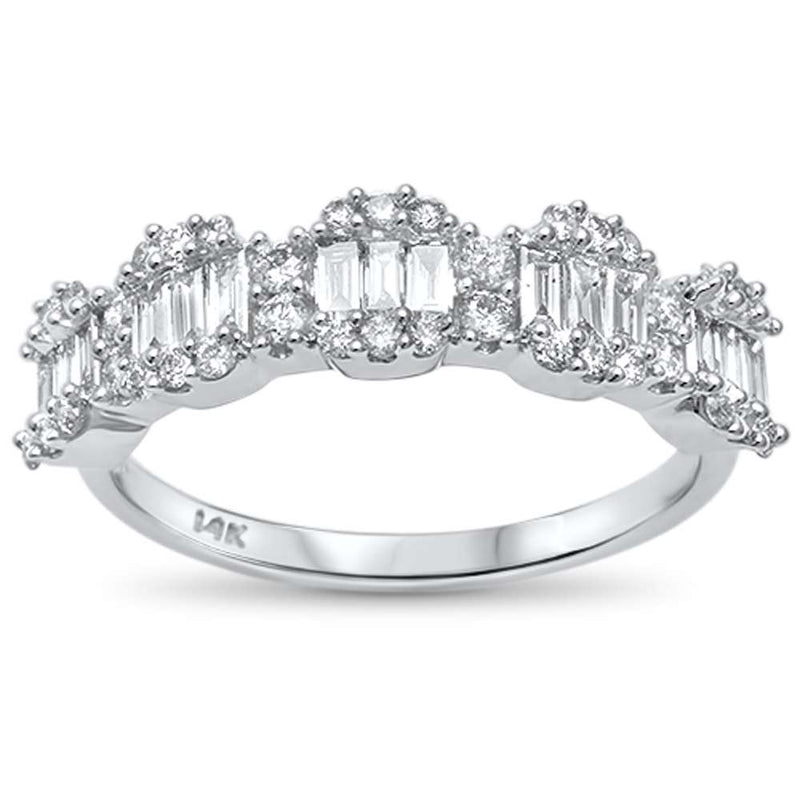 SPECIAL!.72ct G SI 14kt White Gold Baguette & Round Diamond Band Ring Size 6.5