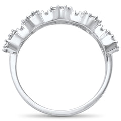 SPECIAL!.72ct G SI 14kt White Gold Baguette & Round Diamond Band Ring Size 6.5