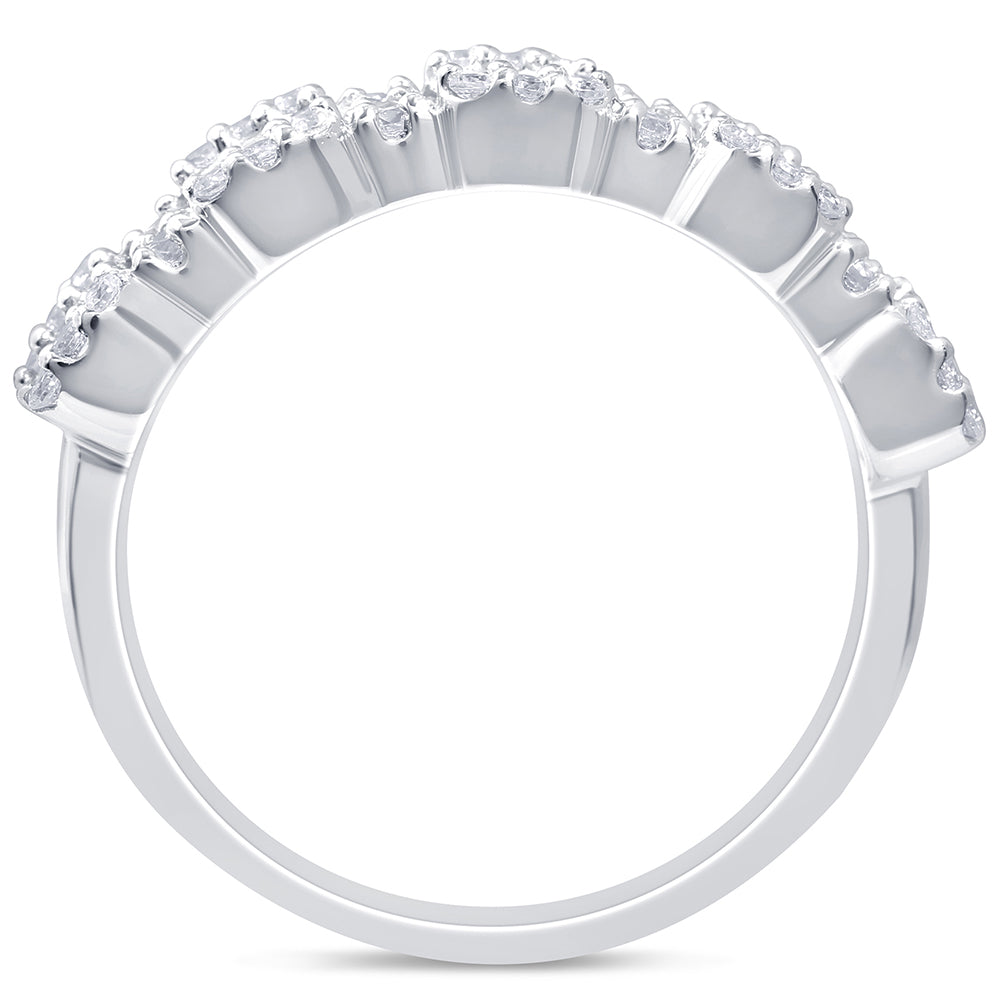 SPECIAL!.72ct G SI 14kt White Gold Baguette & Round Diamond Band Ring Size 6.5