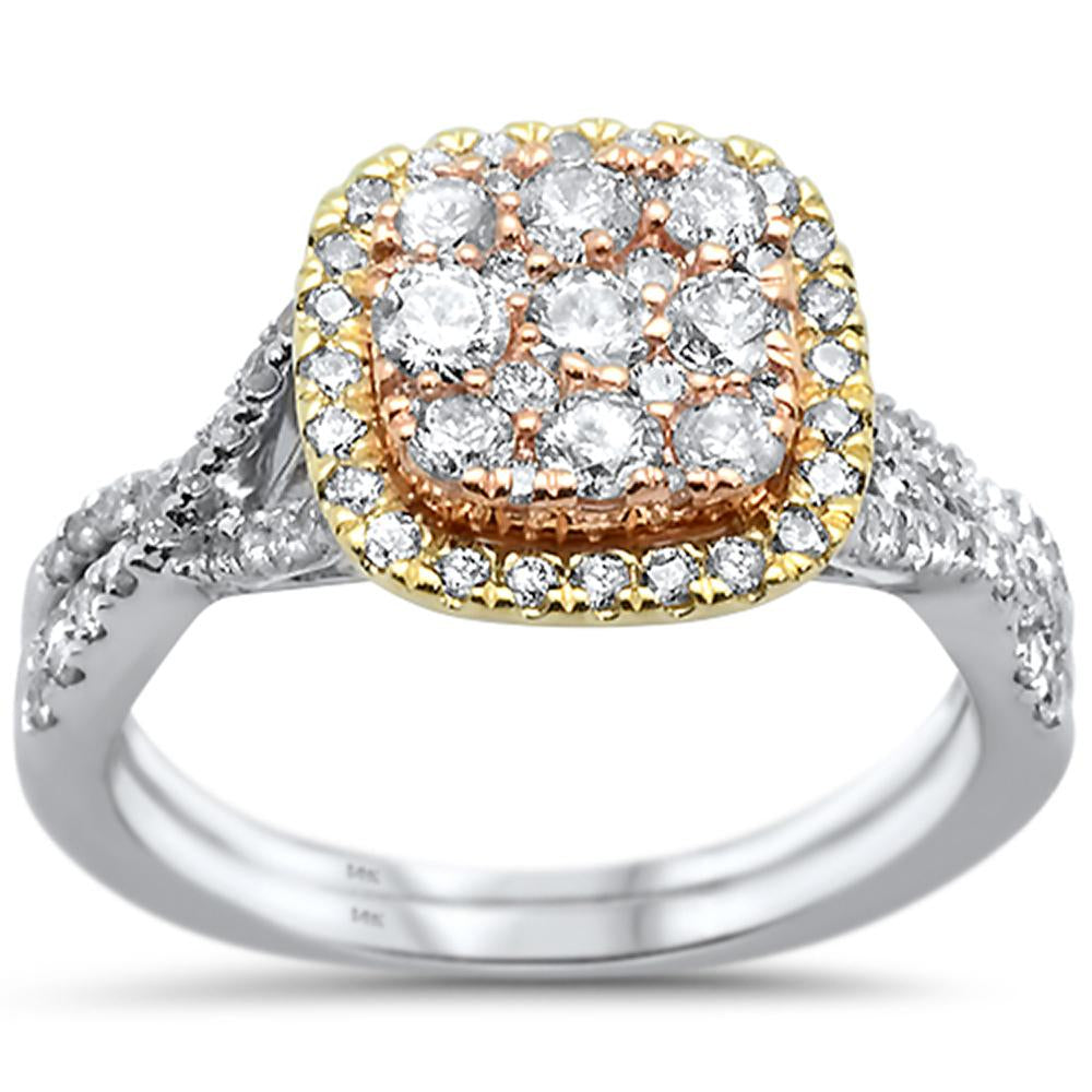 DIAMOND CLOSEOUT!  1.04ct 14k Three tone Gold Infinity Diamond Engagement Ring Set Size 6.5