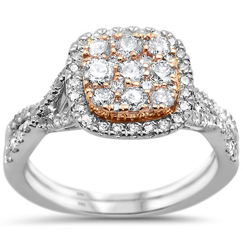 DIAMOND CLOSEOUT! 1.01ct 14k Two Tone Gold Square Diamond Engagement Wedding Ring Size 6.5