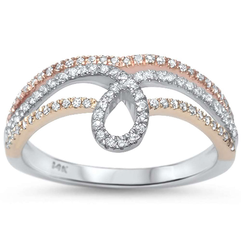 DIAMOND CLOSEOUT! .24ct G SI 14kt Three Tone Gold Art Deco Diamond Ring Size 6.5