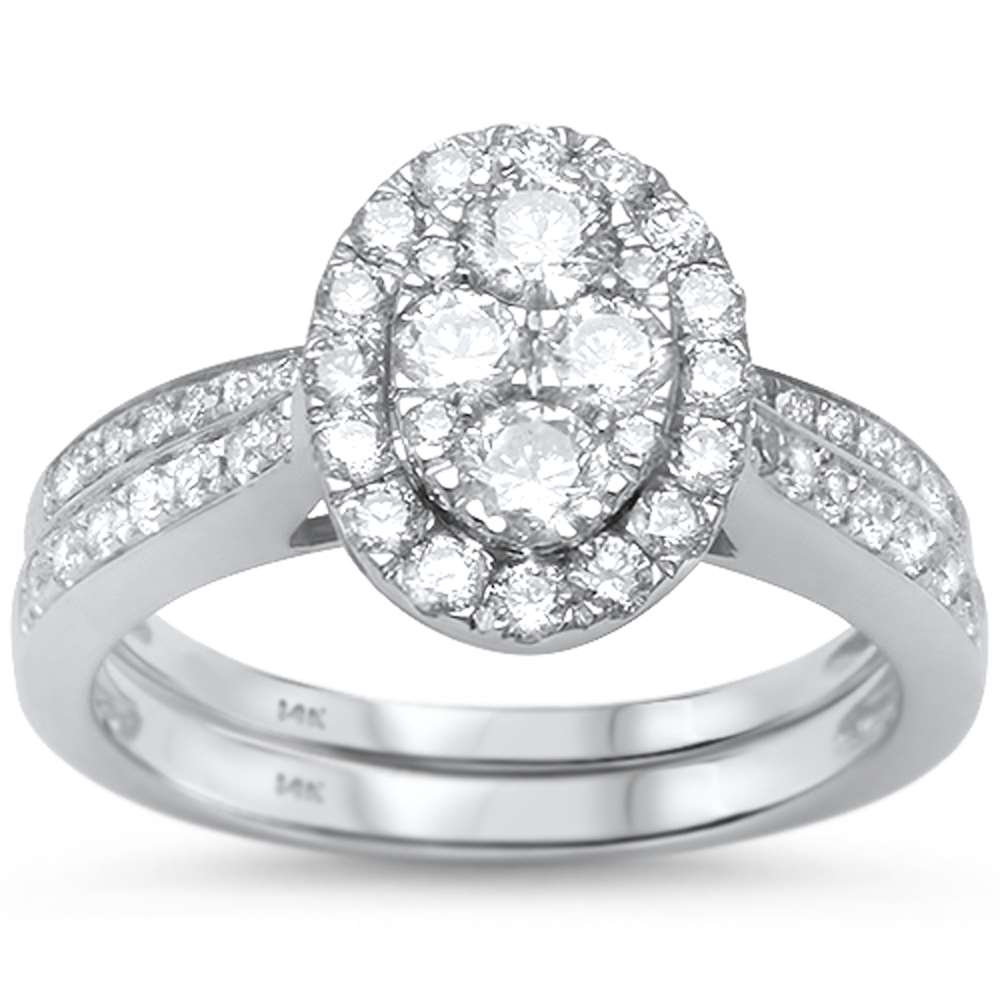 DIAMOND CLOSEOUT!  1.01ct 14kt White Gold Oval Diamond Engagement Bridal Set Ring Size 6.5