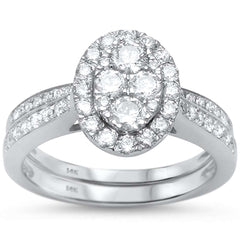 DIAMOND CLOSEOUT!  1.01ct 14kt White Gold Oval Diamond Engagement Bridal Set Ring Size 6.5