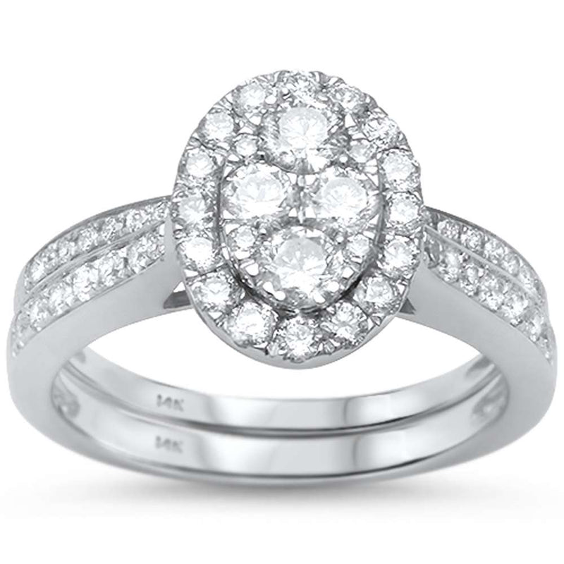 DIAMOND CLOSEOUT!  1.01ct 14kt White Gold Oval Diamond Engagement Bridal Set Ring Size 6.5