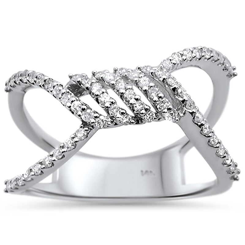 DIAMOND CLOSEOUT!  .33cts 14k White gold Modern Unique Diamond Ring Size 6.5