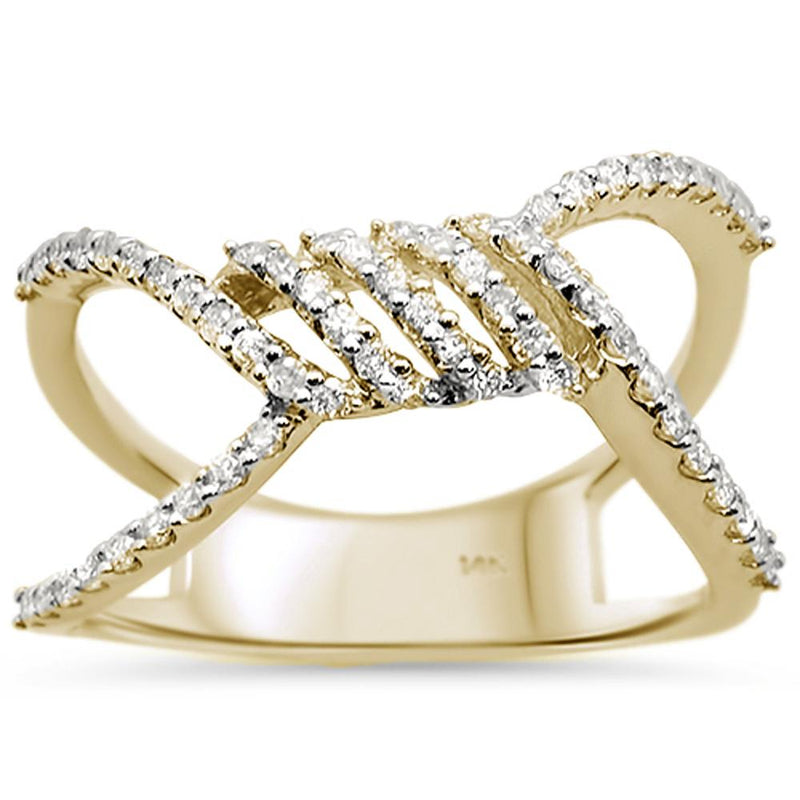 DIAMOND CLOSEOUT!  .31cts 14k Yellow Gold Modern Unique Diamond Ring Size 6.5