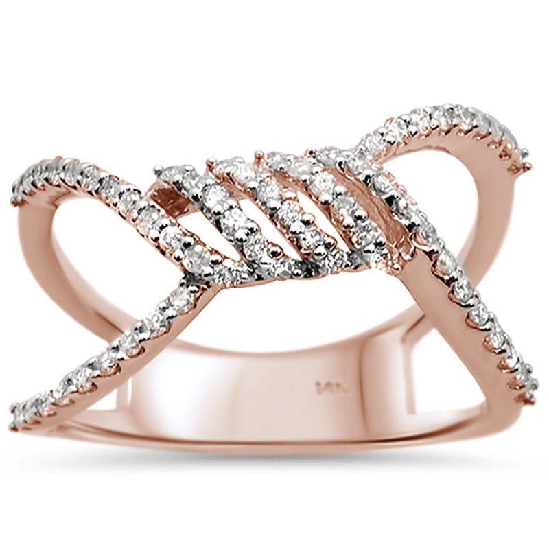 DIAMOND CLOSEOUT! 0.31cts 14k Rose Gold Modern Unique Diamond Ring Size 6.5