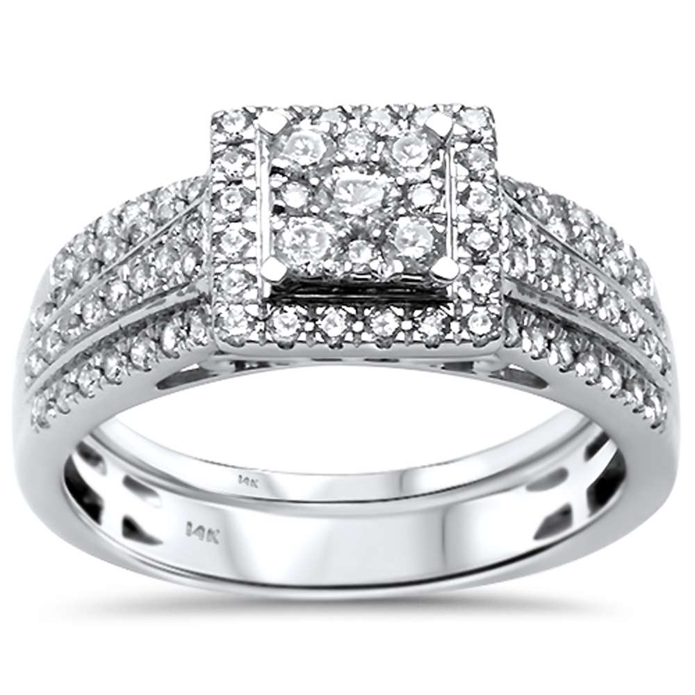 DIAMOND CLOSEOUT! .77ct G SI 14kt White Gold Princess Diamond Engagement Bridal Set Ring Size 6.5