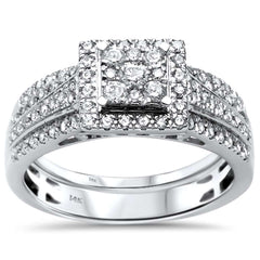 DIAMOND CLOSEOUT! .77ct G SI 14kt White Gold Princess Diamond Engagement Bridal Set Ring Size 6.5