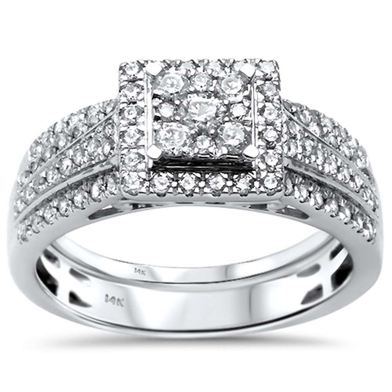 DIAMOND CLOSEOUT! .77ct G SI 14kt White Gold Princess Diamond Engagement Bridal Set Ring Size 6.5