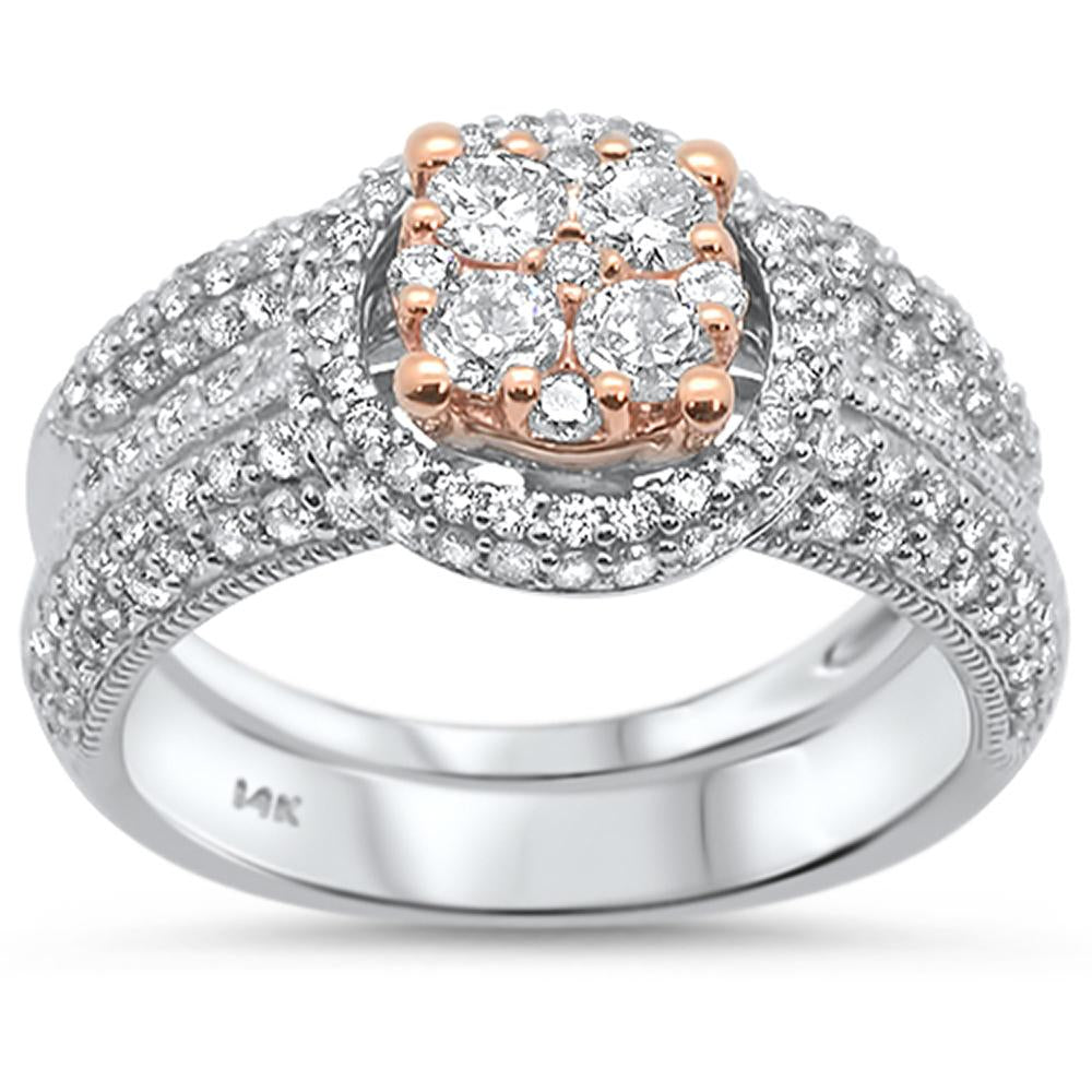 DIAMOND CLOSEOUT! 1.53ct 14k Two tone Gold Diamond Engagement Bridal Ring Set Size 6.5