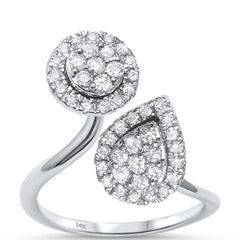 DIAMOND CLOSEOUT! .72ct 14kt White Gold Modern Trendy Open Diamond Ring Size 6.5