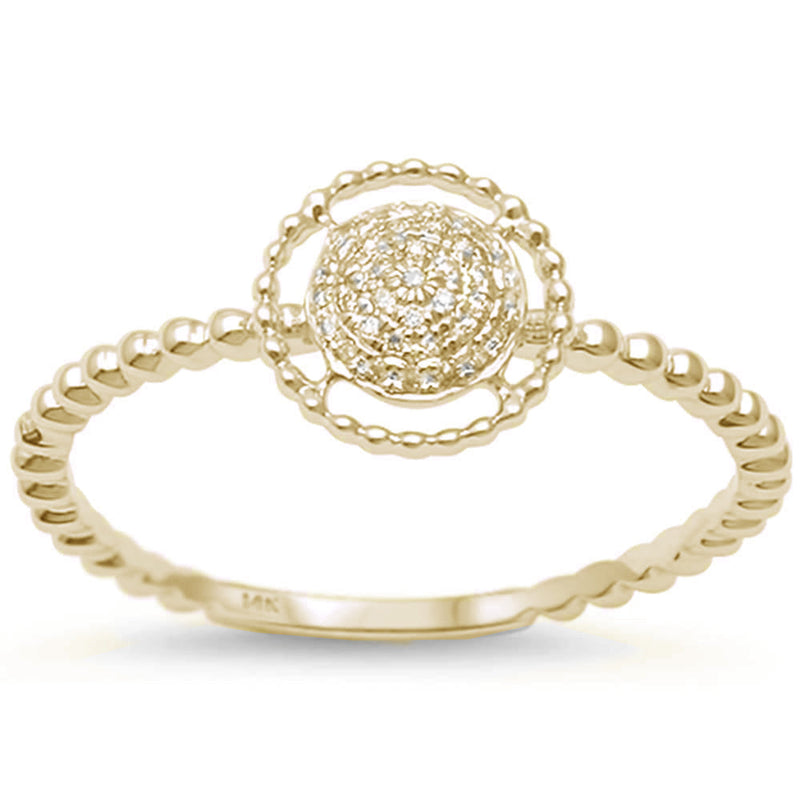 .06ct 14k Yellow Gold Modern Circle Diamond Ring Size 6.5