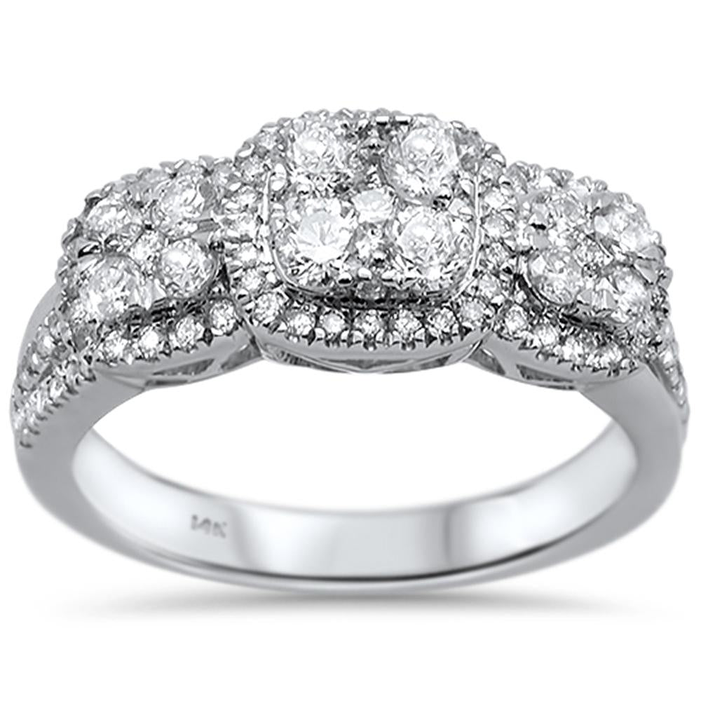 DIAMOND CLOSEOUT! .89ct 14k White Gold Three Stone Anniversary Diamond Ring Size 6.5