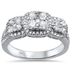 DIAMOND CLOSEOUT! .89ct 14k White Gold Three Stone Anniversary Diamond Ring Size 6.5