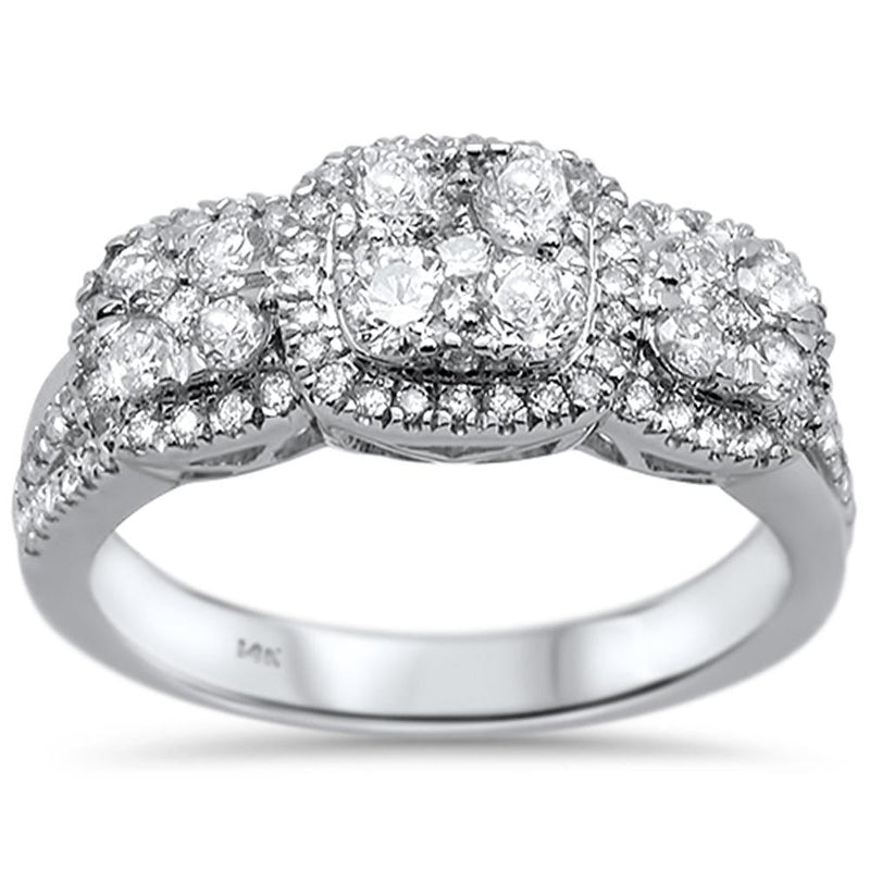 DIAMOND CLOSEOUT! .89ct 14k White Gold Three Stone Anniversary Diamond Ring Size 6.5