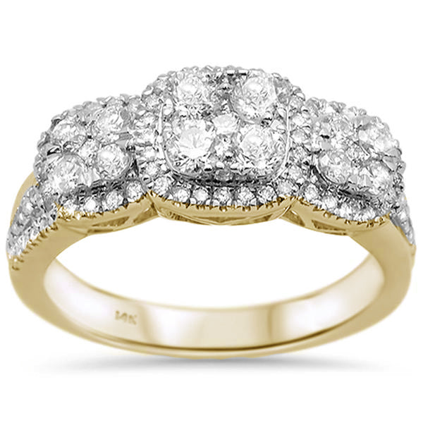 DIAMOND CLOSEOUT!  .92ct 14k Yellow Gold Three Stone Anniversary Diamond Ring Size 6.5