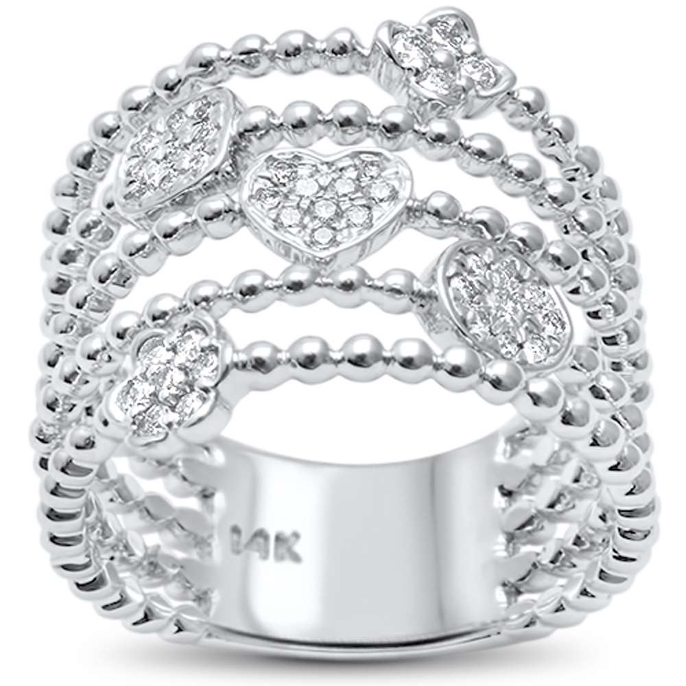 DIAMOND CLOSEOUT! .25ct 14kt White Gold Trendy Multi Beaded Layered Diamond Ring Size 6.5
