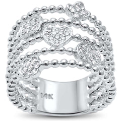 DIAMOND CLOSEOUT! .25ct 14kt White Gold Trendy Multi Beaded Layered Diamond Ring Size 6.5