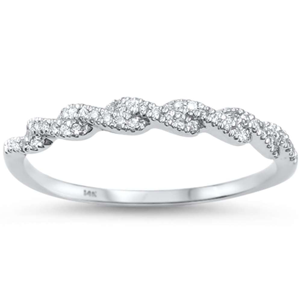 DIAMOND CLOSEOUT! .12ct 14kt White Gold Twisted Band Infinity Diamond Band Ring Size 6.5