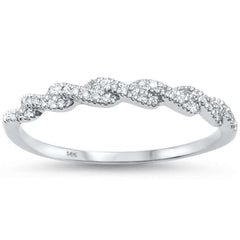 DIAMOND CLOSEOUT! .12ct 14kt White Gold Twisted Band Infinity Diamond Band Ring Size 6.5