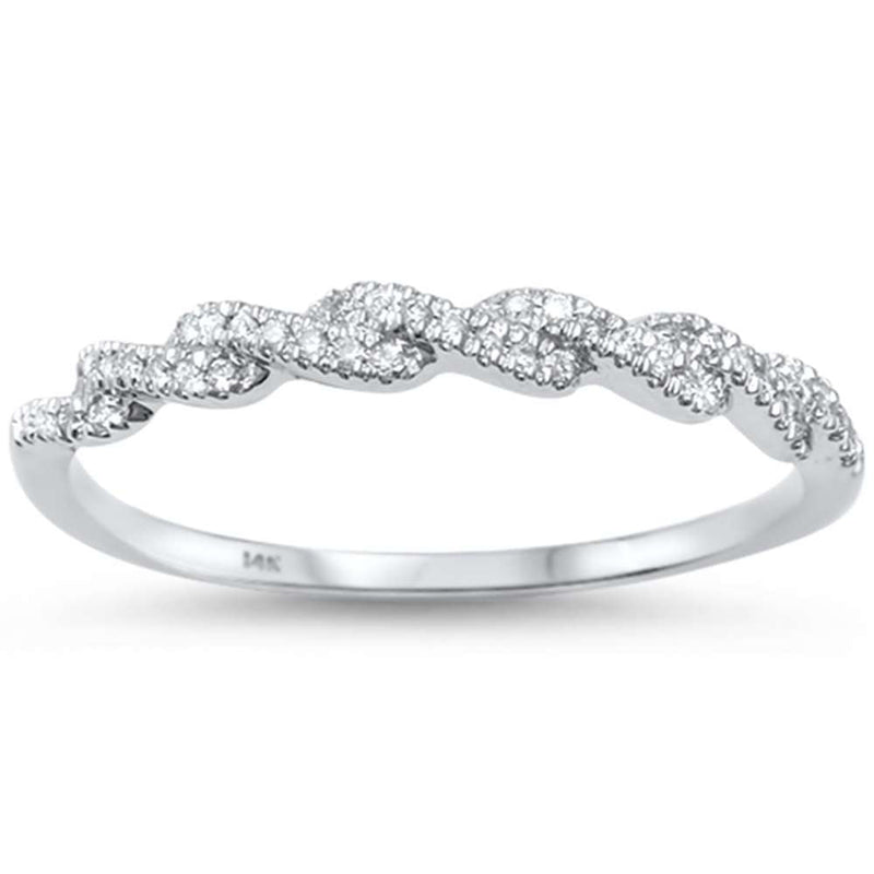 DIAMOND CLOSEOUT! .12ct 14kt White Gold Twisted Band Infinity Diamond Band Ring Size 6.5