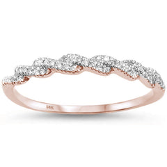 DIAMOND CLOSEOUT! .10ct 14kt Rose Gold Twisted Band Infinity Diamond Band Ring Size 6.5
