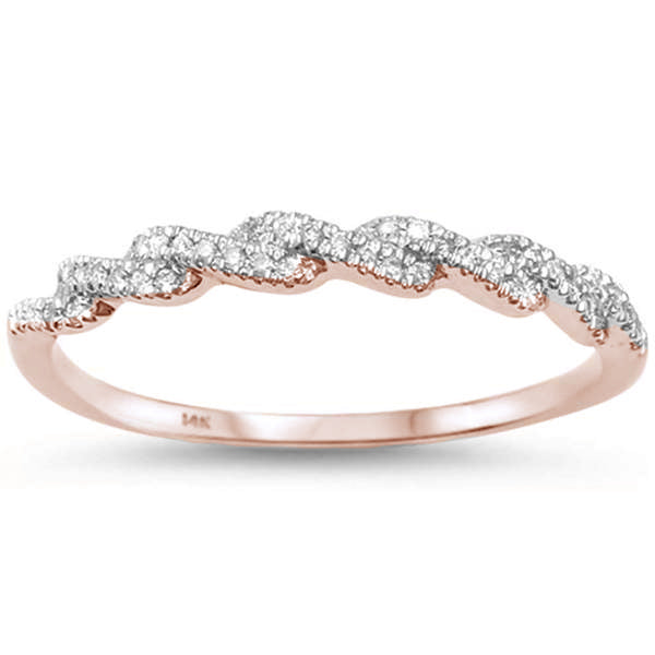 DIAMOND CLOSEOUT! .10ct 14kt Rose Gold Twisted Band Infinity Diamond Band Ring Size 6.5
