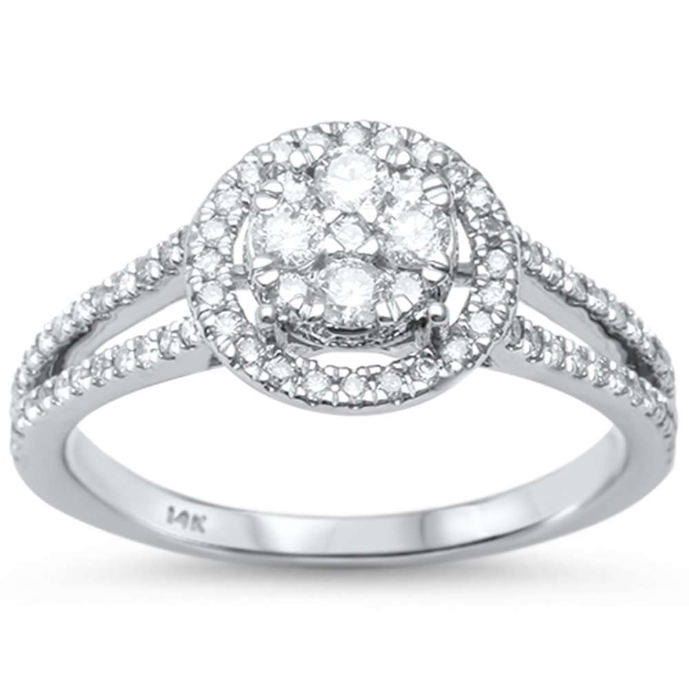 DIAMOND CLOSEOUT!  .54ct 14kt White Gold Round Halo Diamond Engagement Promise Ring Size 6.5
